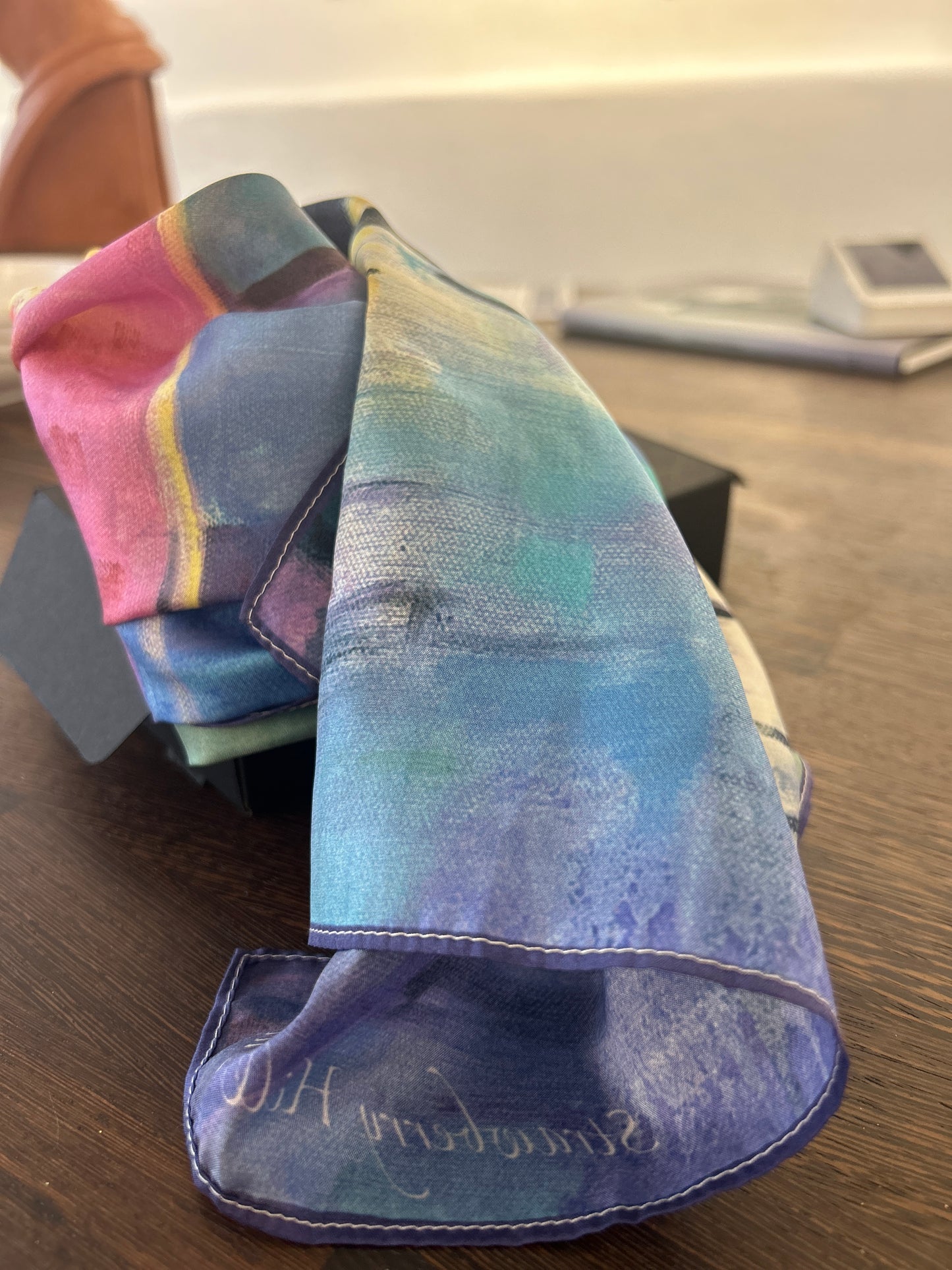 River of gold - silk scarf/cravat/hair scarf - Chic Abstract Silk Scarf