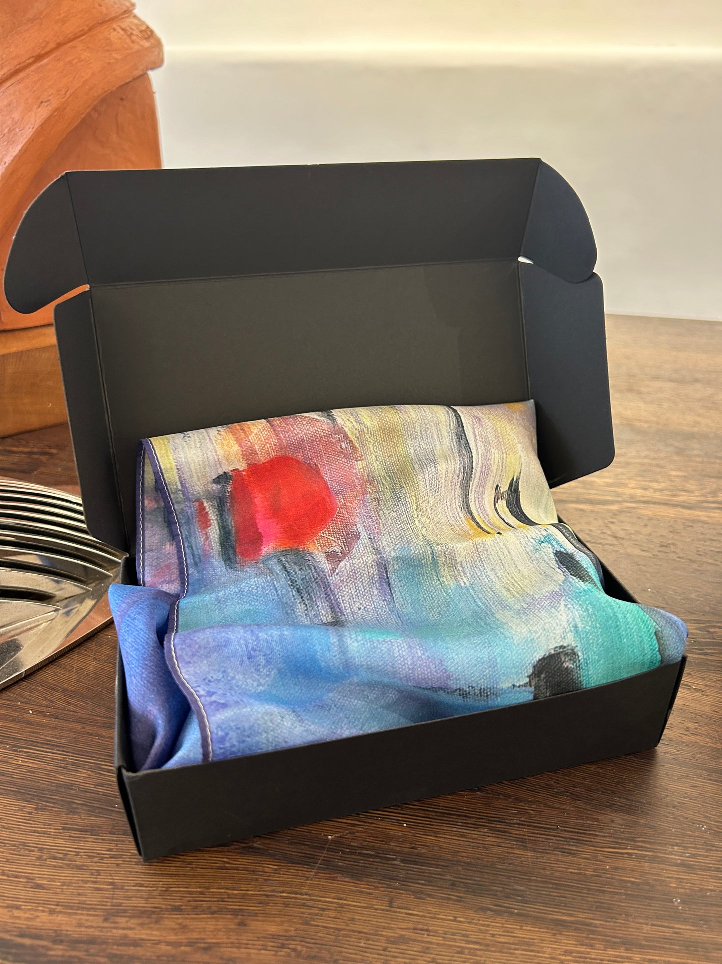 River of gold - silk scarf/cravat/hair scarf - Chic Abstract Silk Scarf