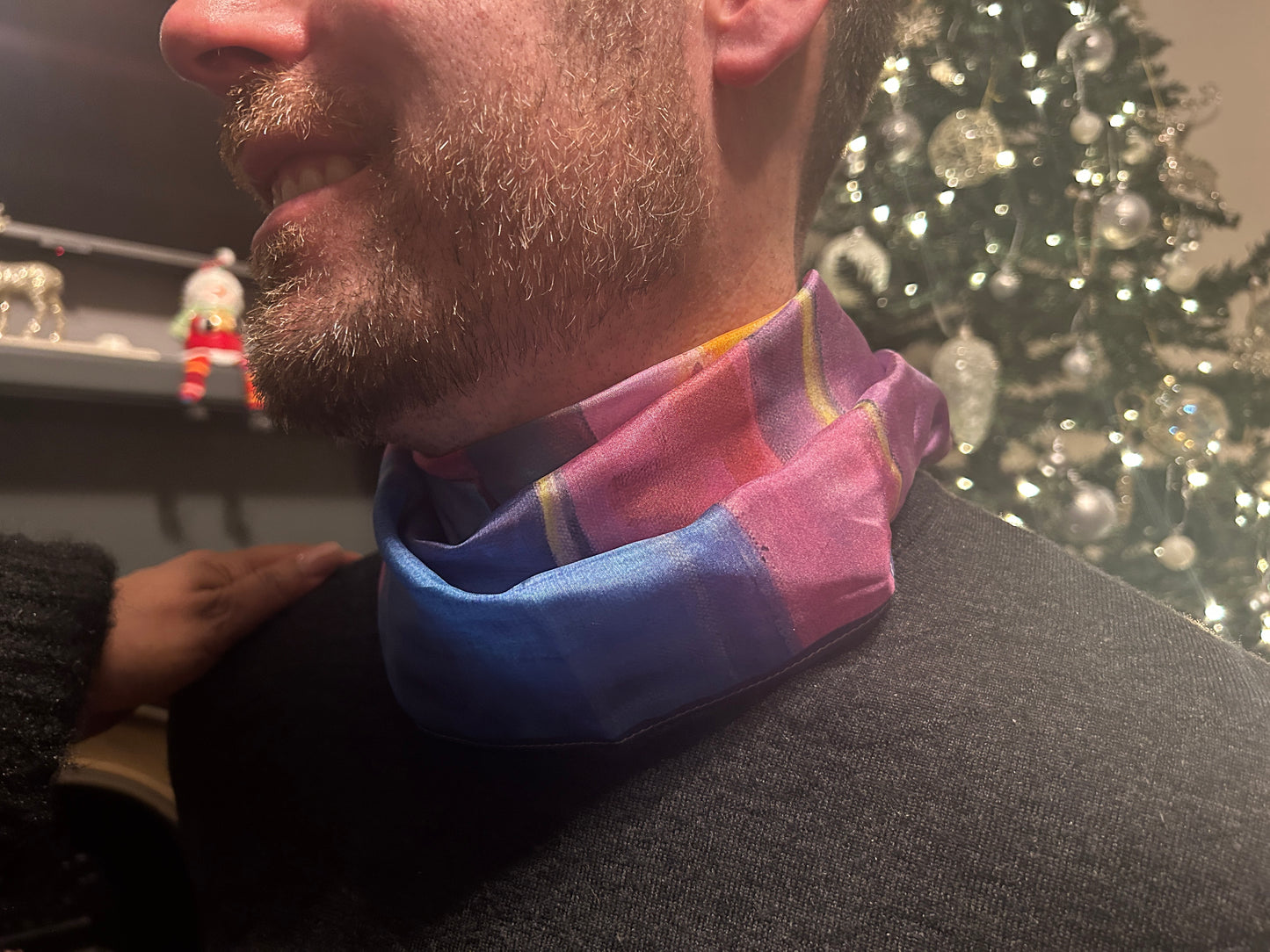 River of gold - silk scarf/cravat/hair scarf - Chic Abstract Silk Scarf