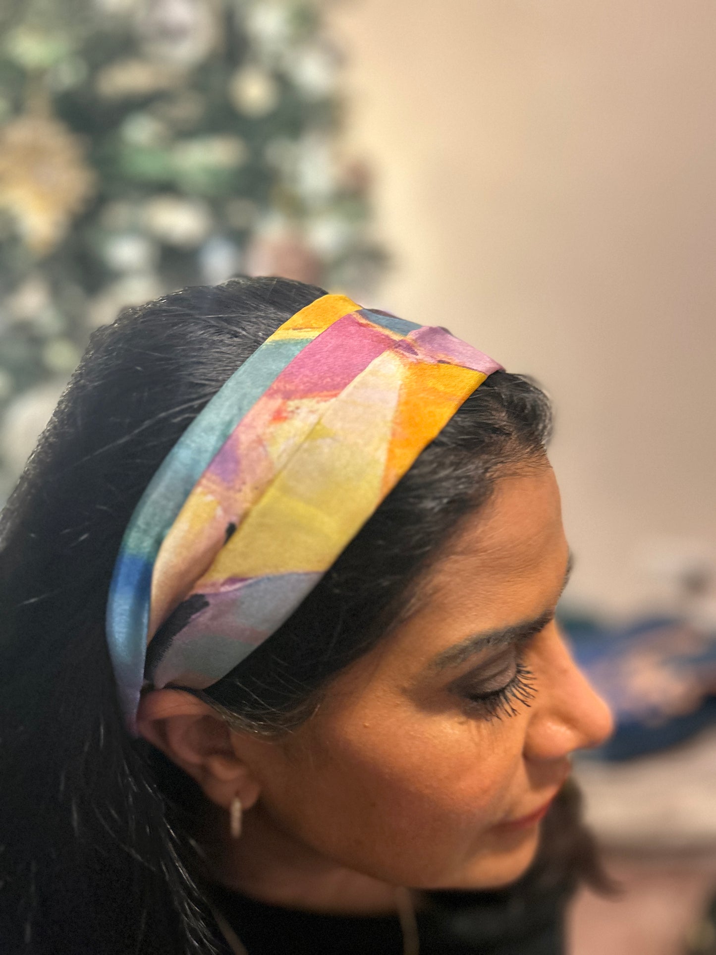 River of gold - silk scarf/cravat/hair scarf - Chic Abstract Silk Scarf