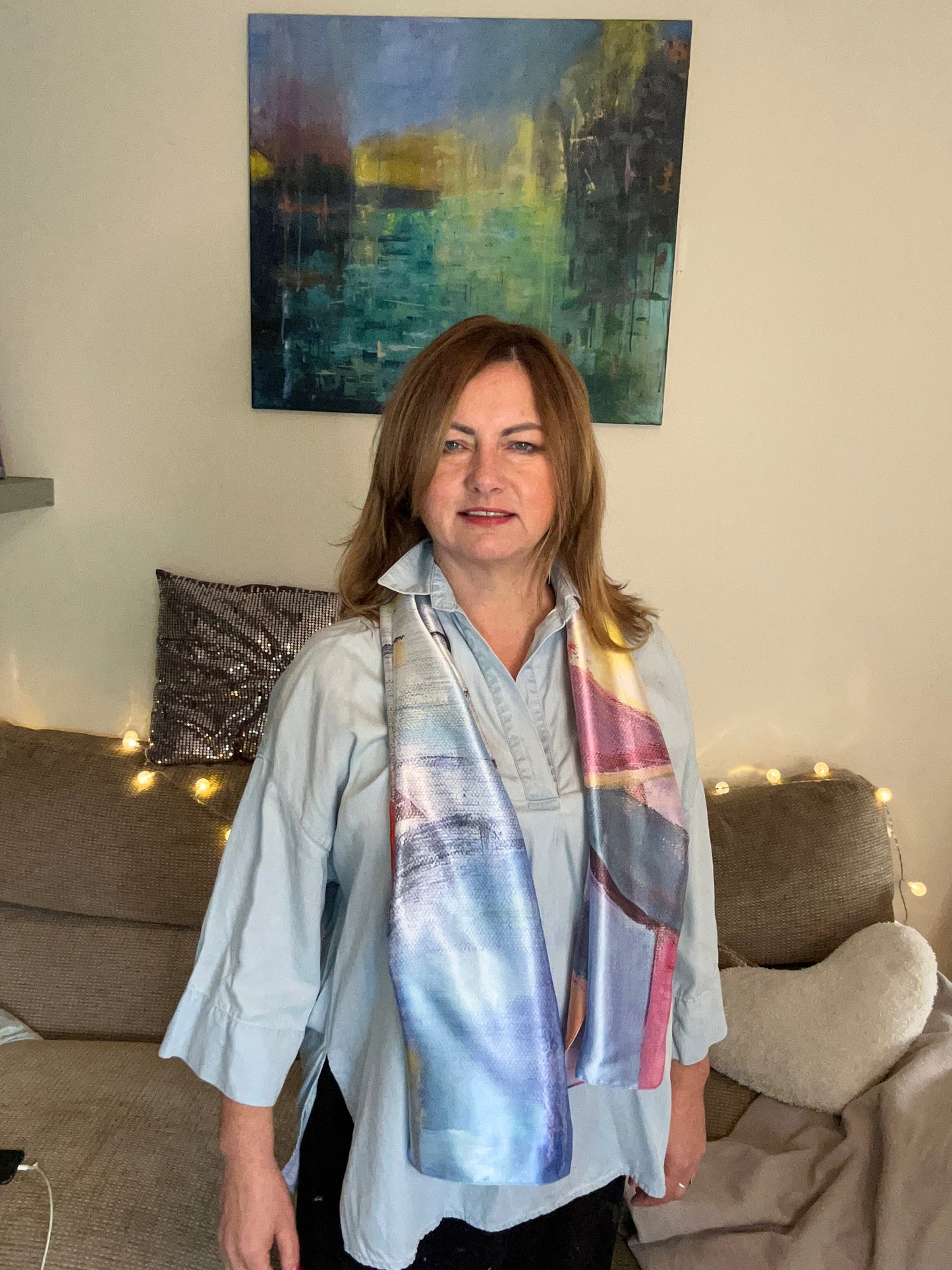 River of gold - recycled polyester scarf - LJagz-studio