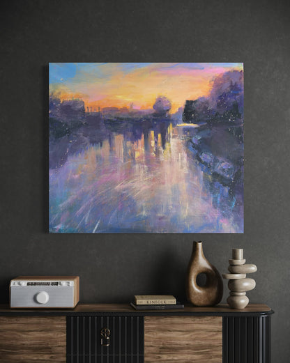 Sunrise on the Thames at Hampton Court - original paining