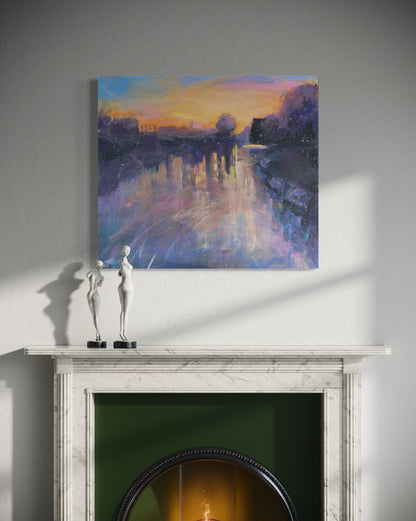 Sunrise on the Thames at Hampton Court - original paining